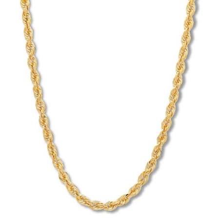 14K Gold Rope Chain Necklace 24"