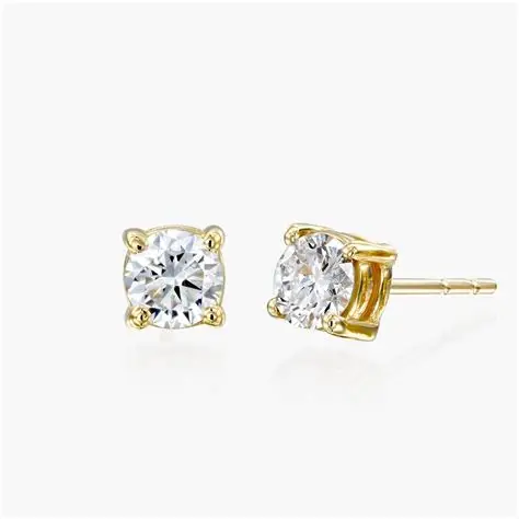 1ct Round Diamond Stud Earrings 14K